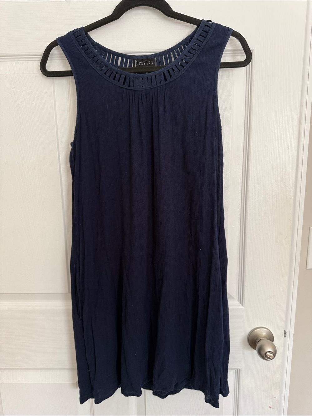 Bordeaux Navy Cutout-Trim Sleeveless Dress